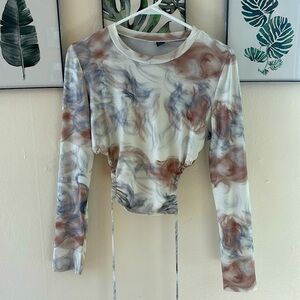 Long sleeve backless rouche top